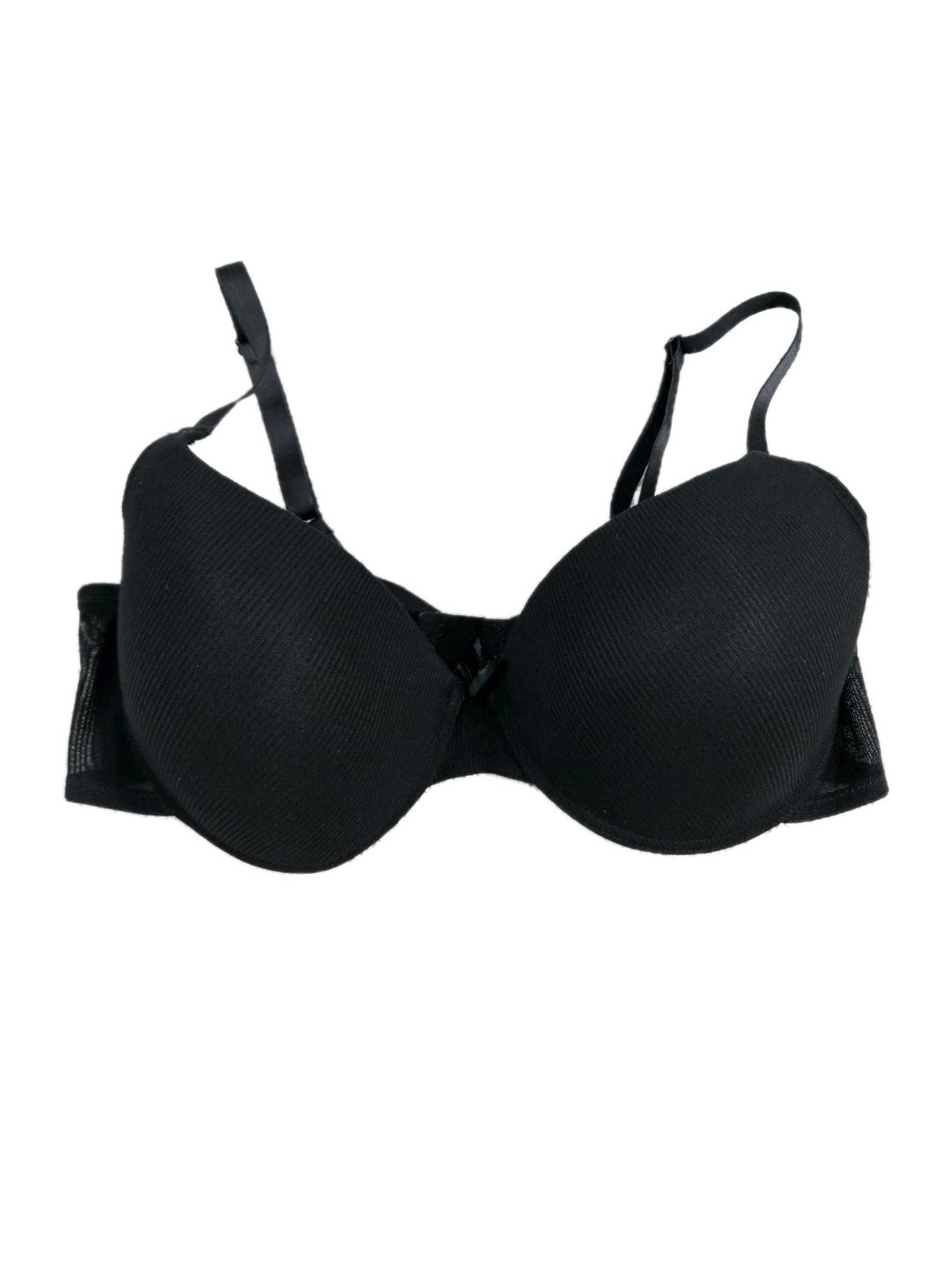 Adrienne Vittadini Studio Bra Size 42D Black Ribbed Underwire 3 Clasp Back